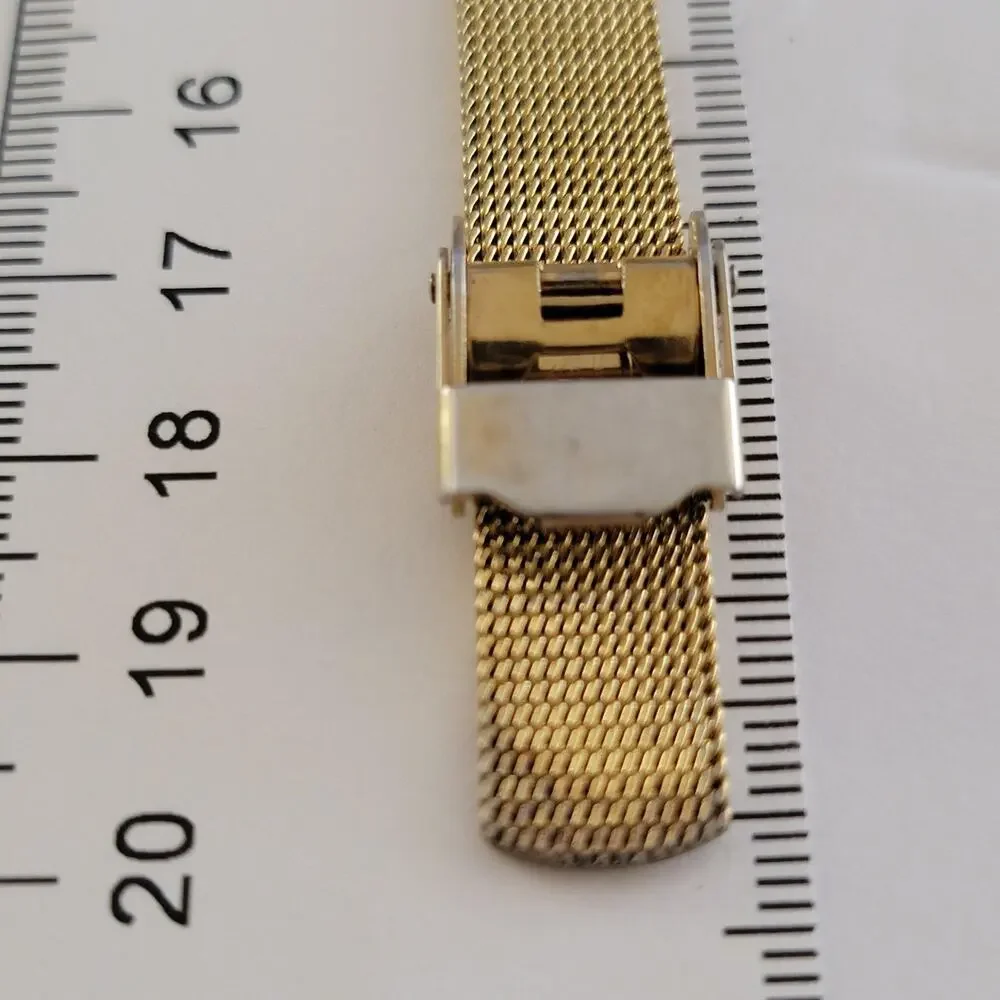 Skagen Womens Watch White Dial 18mm Gold Case Gold Mesh Bracelet Quartz